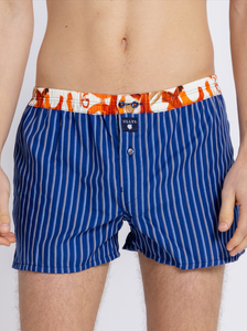 LE RAYÉ II - CALEÇON HOMME EN COTON À RAYURES - BLEU, ORANGE, BLANC, BEIGE
