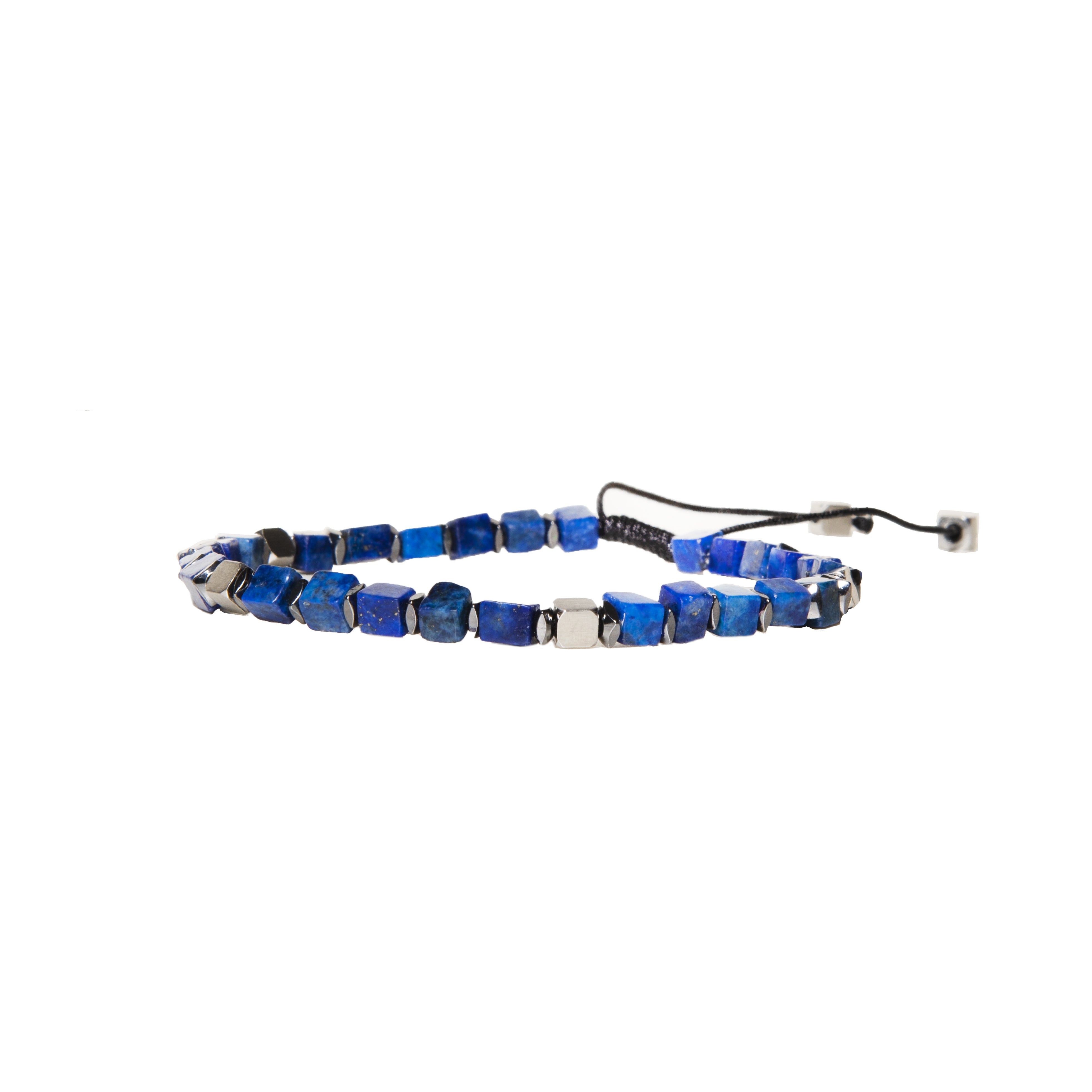 BRACELET HOMME - PIERRES CARRÉES SEMI-PRECIEUSES  – LAPIS LAZULI ET HÉMATITE