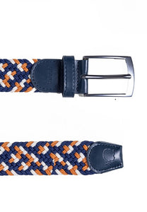 CEINTURE TRESSÉE - BLEU MARINE, ORANGE ET BLANC