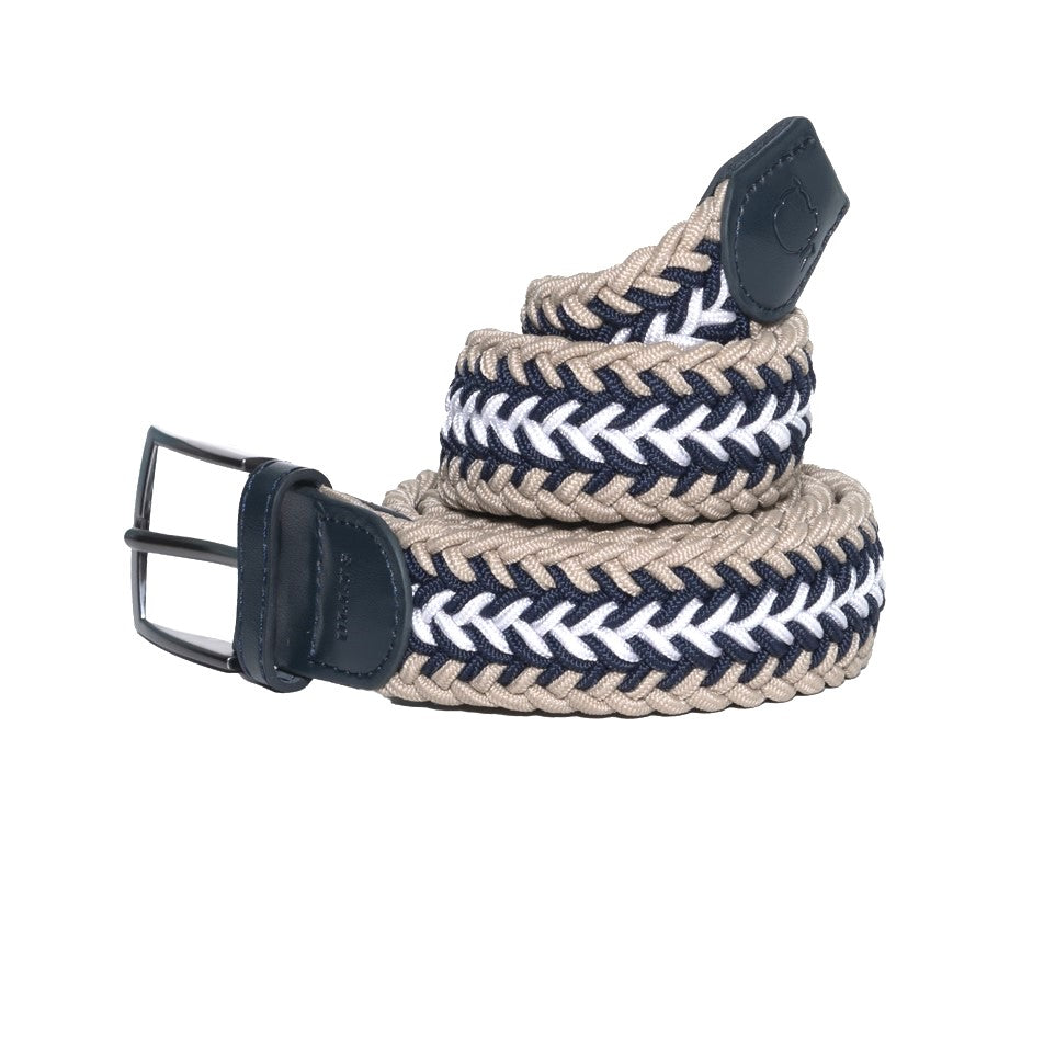 CEINTURE TRESSÉE - ENTREMÊLEMENT CAMEL, BEIGE ET BLEU MARINE