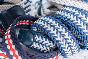 CEINTURE TRESSÉE - ENTREMÊLEMENT BLEU MARINE ET BEIGE