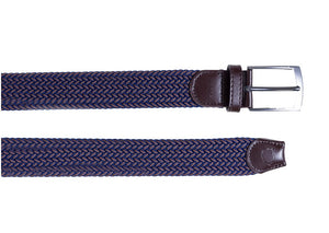 CEINTURE TRESSÉE - MOTIF CHEVRON - BLEU MARINE ET ORANGE