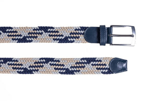 CEINTURE TRESSÉE - BEIGE ET BLEU MARINE