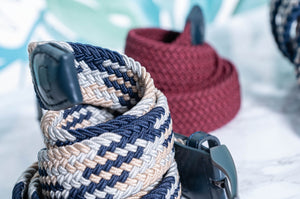 CEINTURE TRESSÉE - BEIGE ET BLEU MARINE