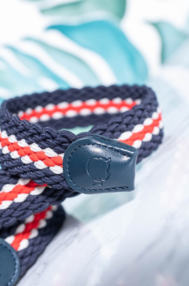 CEINTURE TRESSÉE TRICOLORE - BLEU MARINE, BLANC ET ROUGE