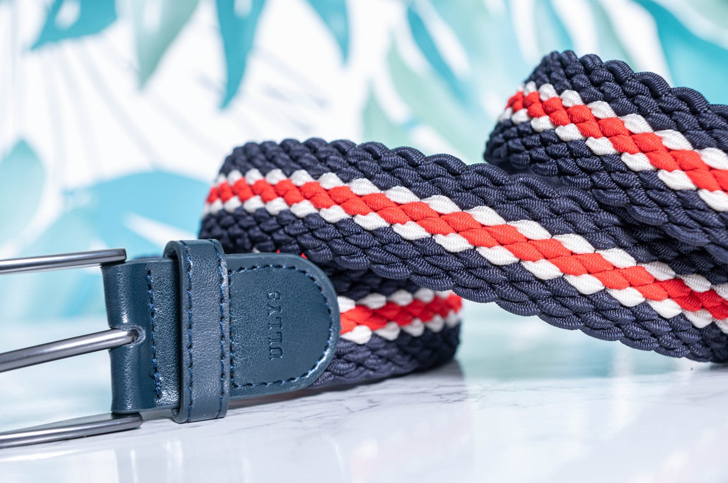 CEINTURE TRESSÉE TRICOLORE - BLEU MARINE, BLANC ET ROUGE