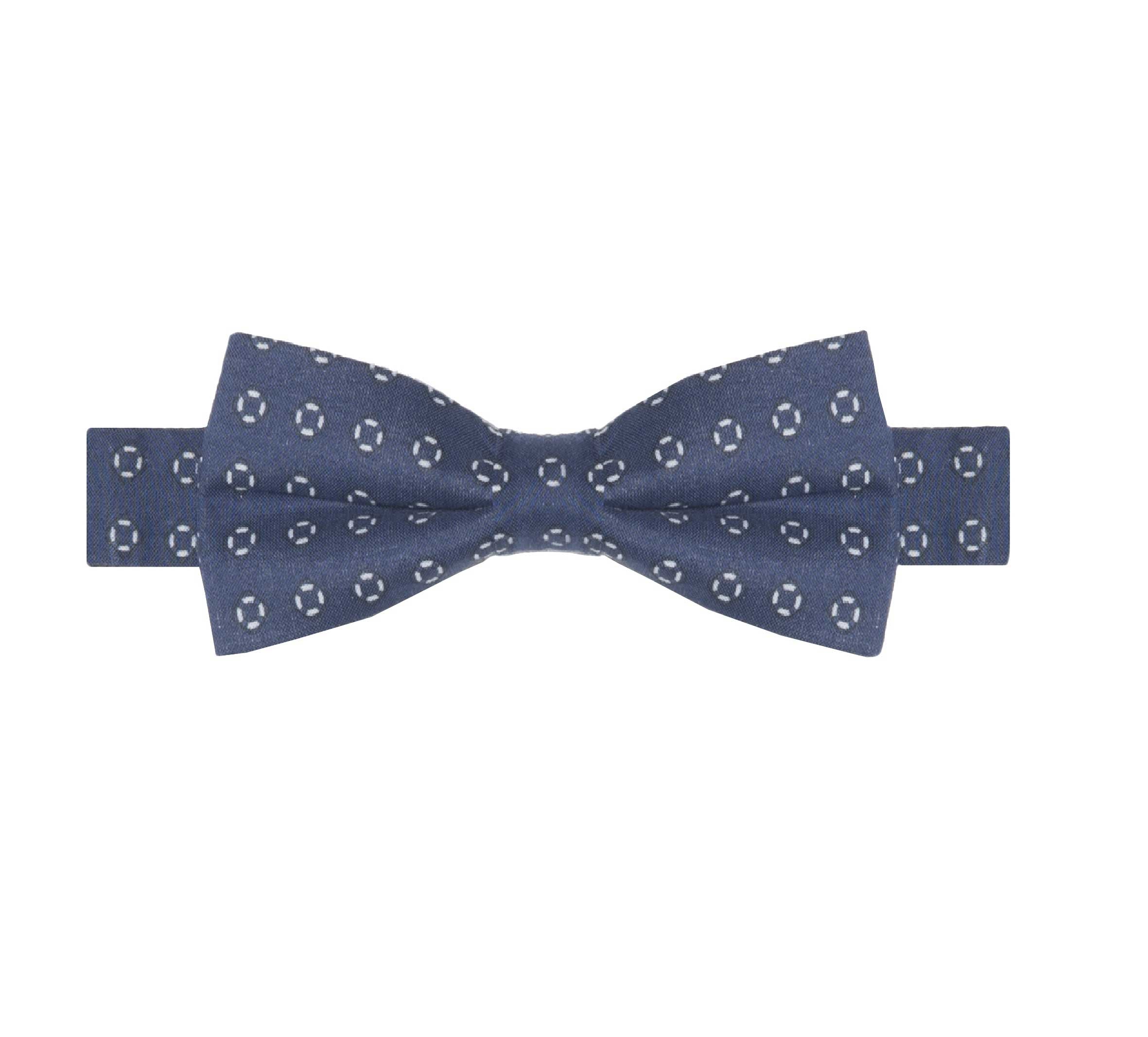 DANDY BOX I - NOEUD PAPILLON ET POCHETTE COTON À MOTIF BOUÉE - BLEU ET BLANC