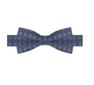 DANDY BOX I - NOEUD PAPILLON ET POCHETTE COTON À MOTIF BOUÉE - BLEU ET BLANC