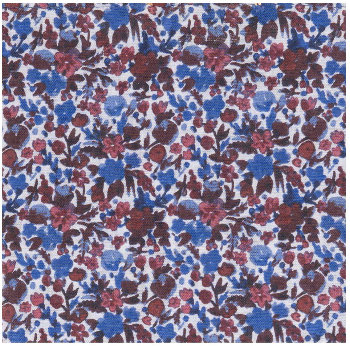 DANDY BOX IV - NOEUD PAPILLON ET POCHETTE COTON A MOTIF FLORAL BLEU, BLANC, ROUGE