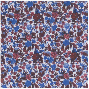 DANDY BOX IV - NOEUD PAPILLON ET POCHETTE COTON A MOTIF FLORAL BLEU, BLANC, ROUGE