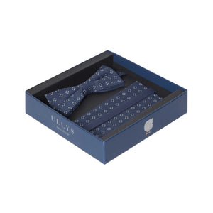 DANDY BOX I - NOEUD PAPILLON ET POCHETTE COTON À MOTIF BOUÉE - BLEU ET BLANC