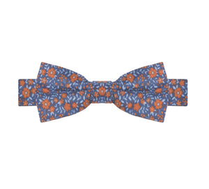 DANDY BOX XVII - NOEUD PAPILLON ET POCHETTE COTON À MOTIF FLORAL - BLEU, BLEU CIEL ET ORANGE