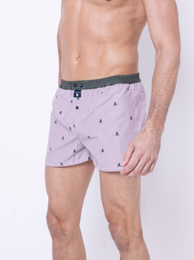 LE PIRATE - CALEÇON EN COTON AUBERGINE, BLEU, KAKI
