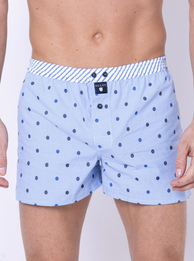 LE POIS C'EST TOUT CALEÇON BRODÉ EN COTON BLEU ET BLANC – Ullys