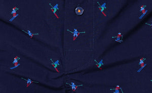 LE SKIEUR II - CALEÇON EN COTON BRODÉ - MARINE, BLEU, VERT ET ROUGE