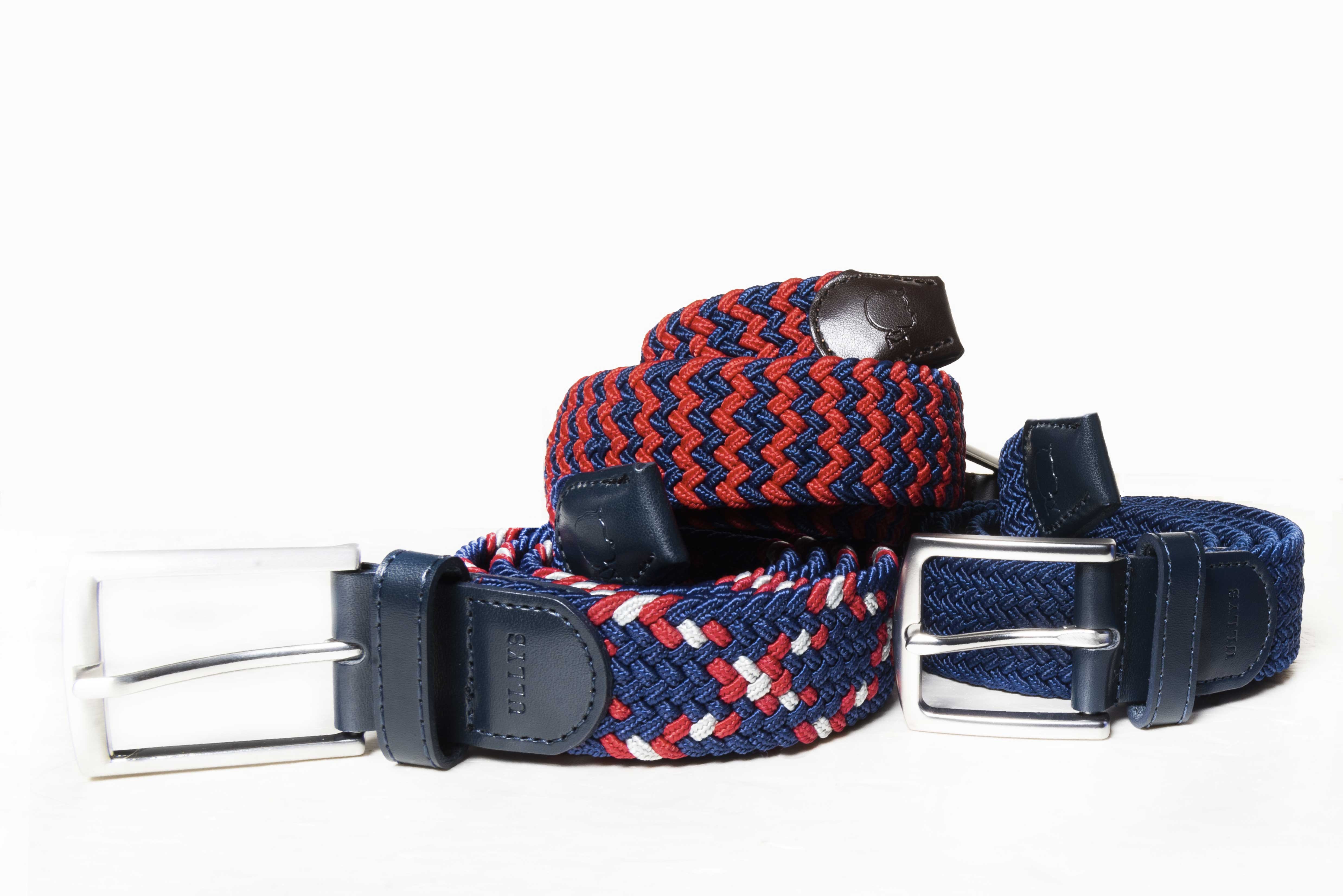 CEINTURE TRESSÉE - CHEVRON - BLEU MARINE ET ROUGE