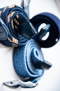 CEINTURE TRESSÉE - BLEU MARINE ET BEIGE