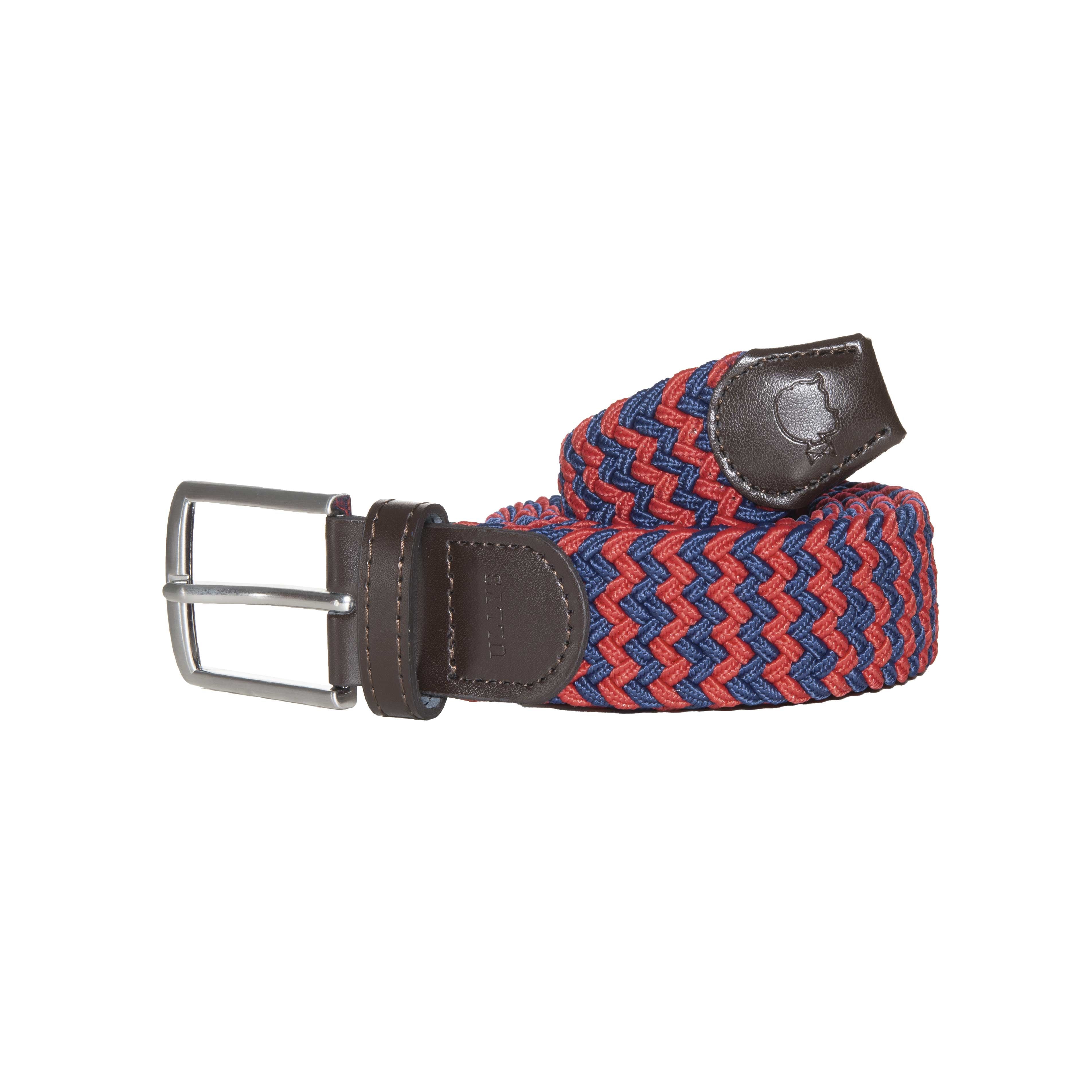 CEINTURE TRESSÉE - CHEVRON - BLEU MARINE ET ROUGE