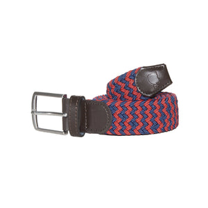 CEINTURE TRESSÉE - CHEVRON - BLEU MARINE ET ROUGE