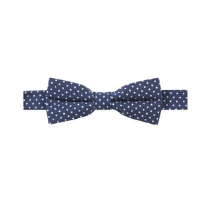 ATLAS - NOEUD PAPILLON COTON À MOTIF POIS – BLEU MARINE ET BLANC