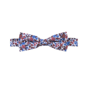 JASON - NOEUD PAPILLON COTON À MOTIF FLORAL BLEU, BLANC, ROUGE