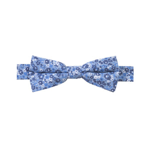 KLÉOS - NOEUD PAPILLON COTON À MOTIF FLORAL – CAMAIEU DE BLEU ET BLANC