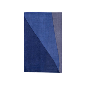 OCÉANIDES - ÉCHARPE EN LAINE CAMAIEU DE BLEUS, GRIS - MOTIF GÉOMETRIQUE