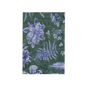 ZANTE - ÉCHARPE EN LAINE VERTE, BLEUE ET BLANCHE À MOTIF FLORAL