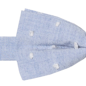 APHAÏA - NOEUD PAPILLON COTON TEXTURÉ À PLUMETIS - BLEU CIEL ET BLANC