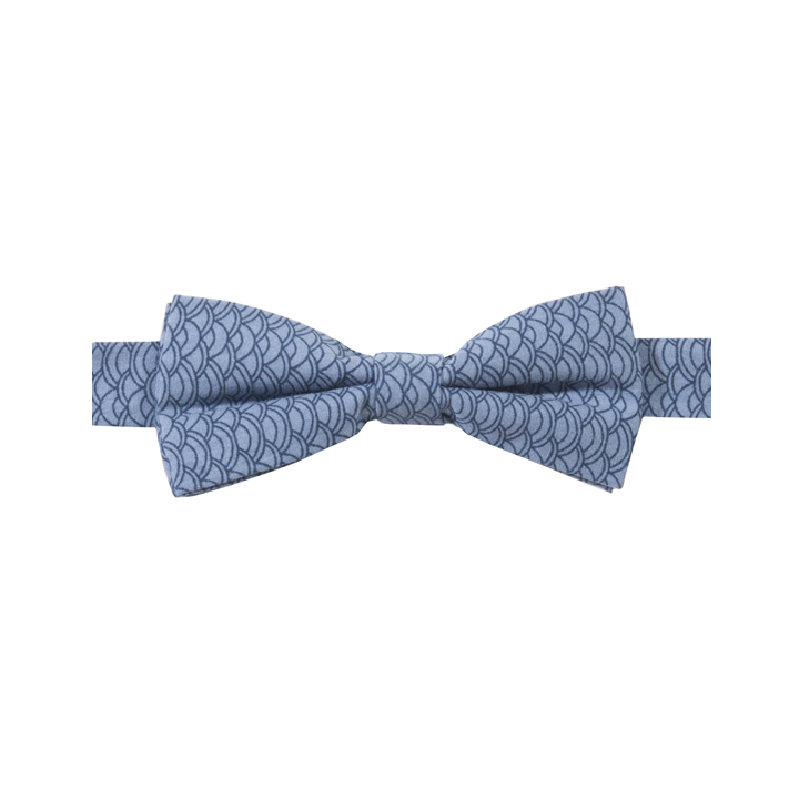 ARISTÉE II - NOEUD PAPILLON COTON À MOTIF VAGUES – BLEU ARDOISE ET MARINE