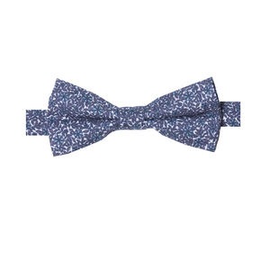 CALLEIS - NOEUD PAPILLON COTON À MOTIF FLORAL – BLEU INDIGO ET BLANC