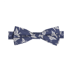 ICARE - NOEUD PAPILLON COTON - MOTIF VINTAGE - BLEU ET BLANC