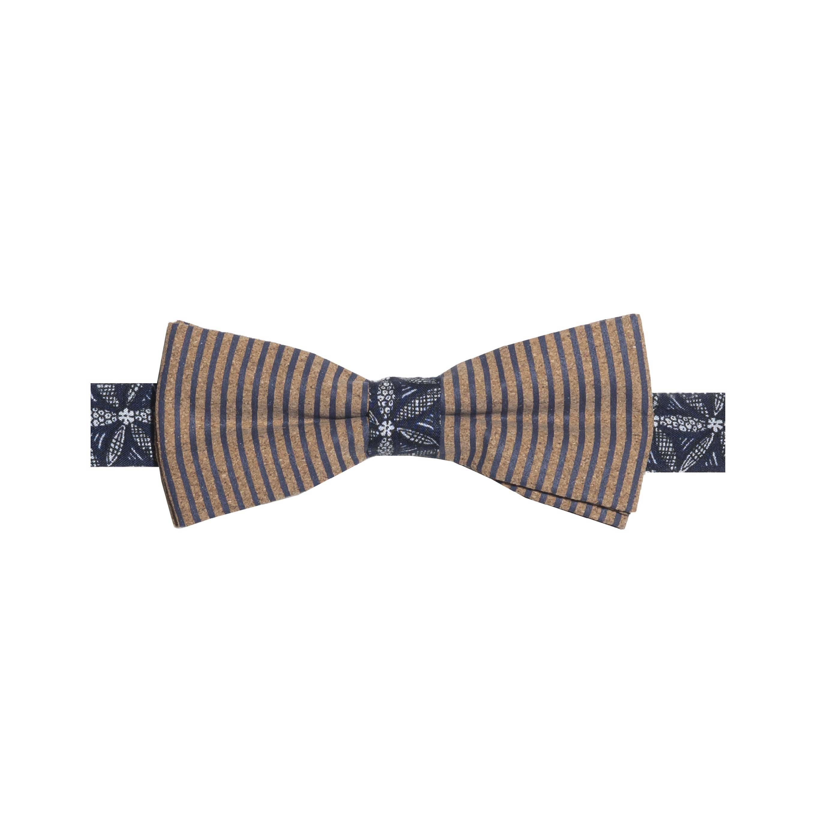 HORACE - NOEUD PAPILLON LIÈGE ET COTON À MOTIF RAYURE – BLEU ET BLANC